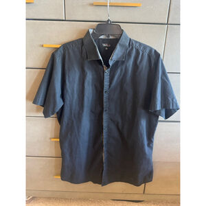 Galaxy by Harvic Black Button Down Shirt Large